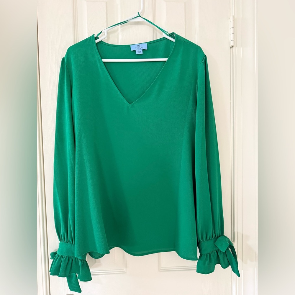CeCe Emerald V-Neck Blouse